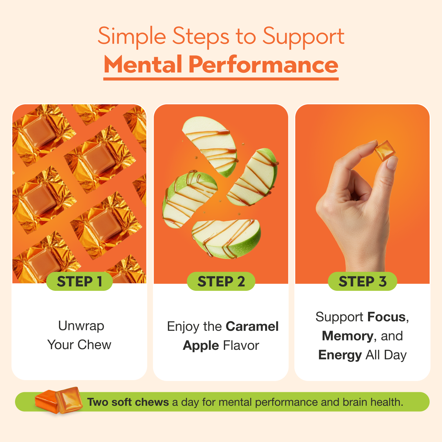 Sharp Brain Chews with Lion's Mane & Cognizin® Citicoline — Caramel Apple Flavor
